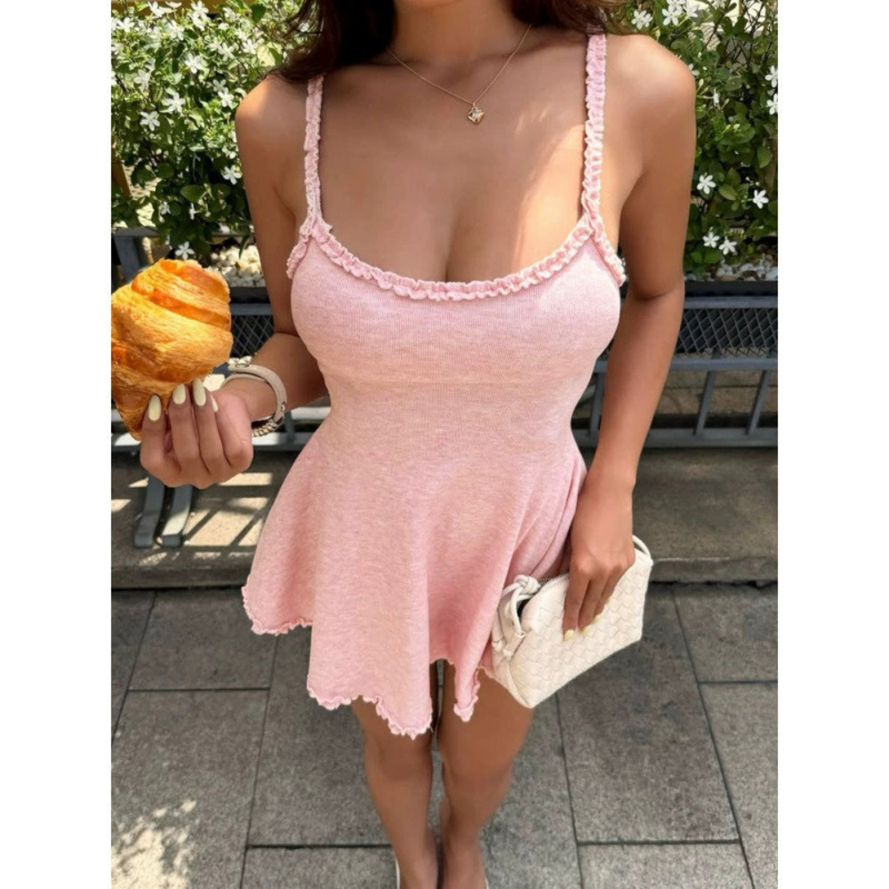 Zara Backless Summer Vacation Solid Color Spaghetti Strap Dress